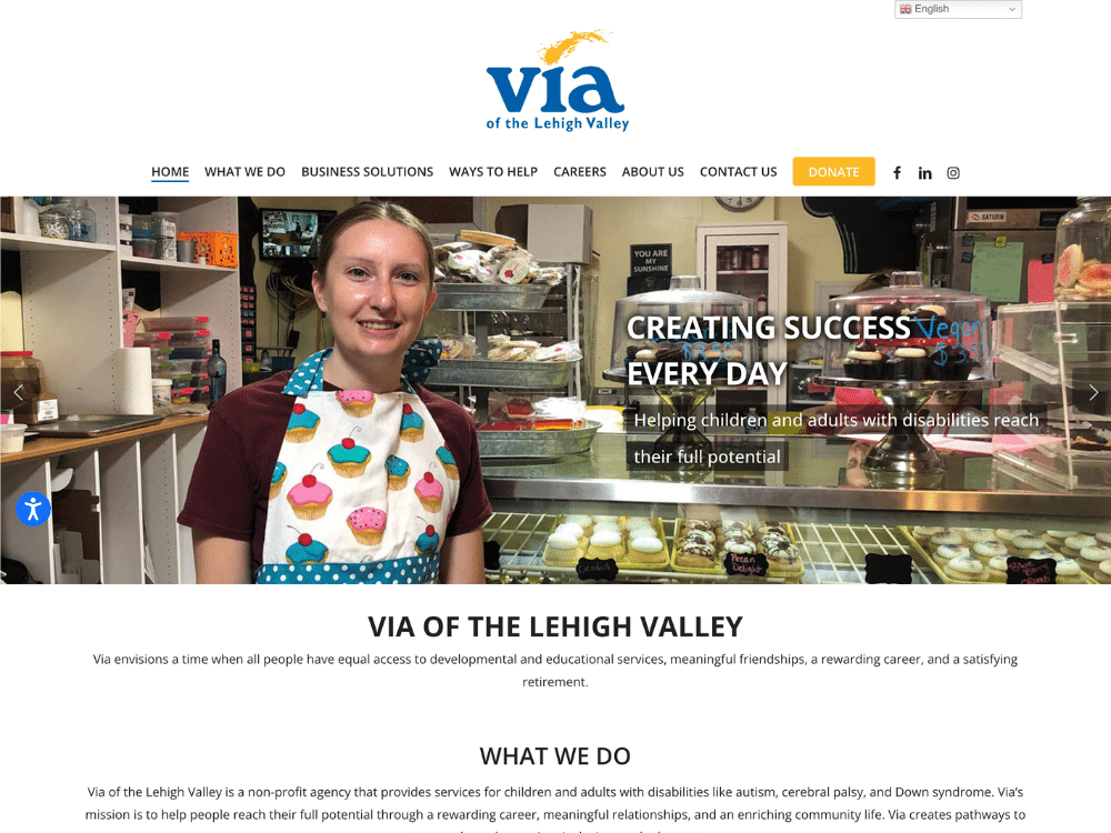 SSMCommunications Sample of Our Work: Via of the Lehigh Valley (Snapshot of Home Page)