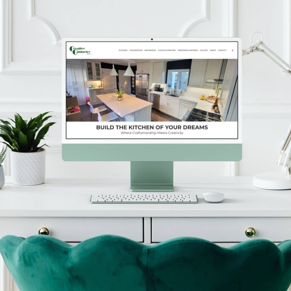 Case Study: Creative Cabinetry snapshot of redesigned site displayed on screen of iMac