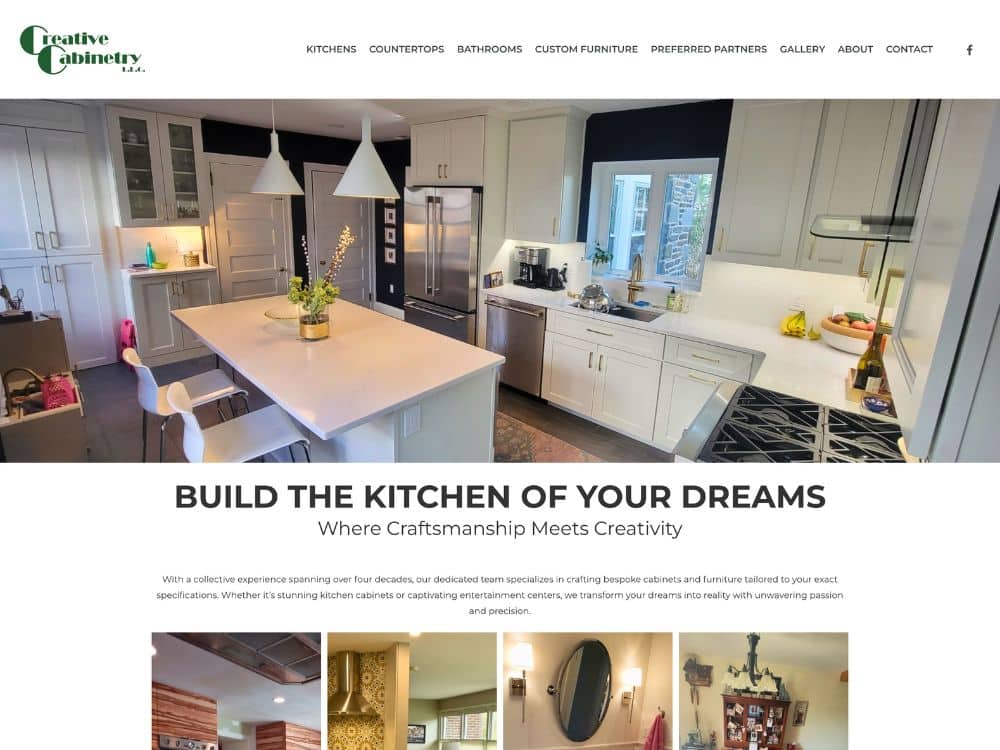 SSMCommunications Sample of Our Work: Creative Cabinetry LLC in Palm, PA (Snapshot of Home Page)